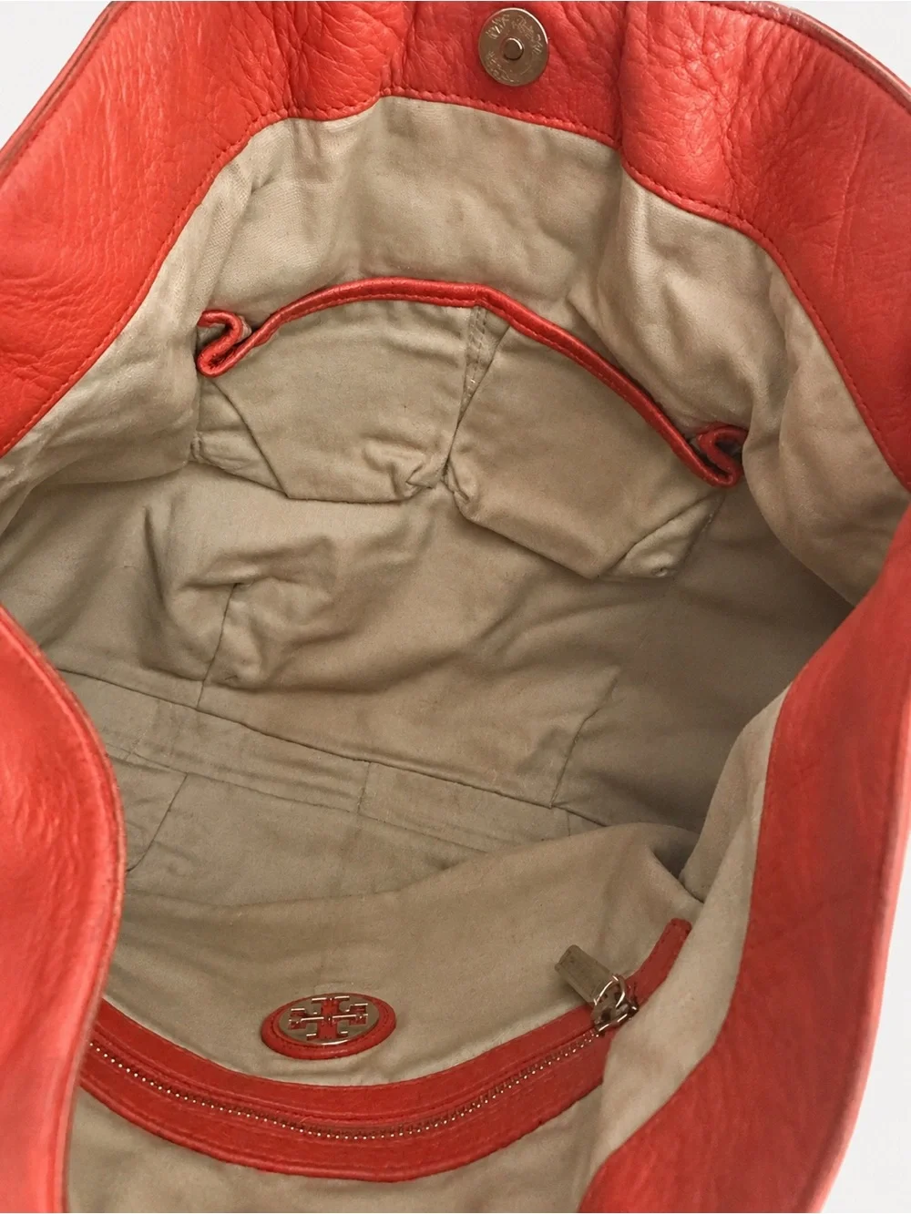 Tory Burch Taylor Large Coral Pebbled Leather Hobo Shoulder Bag